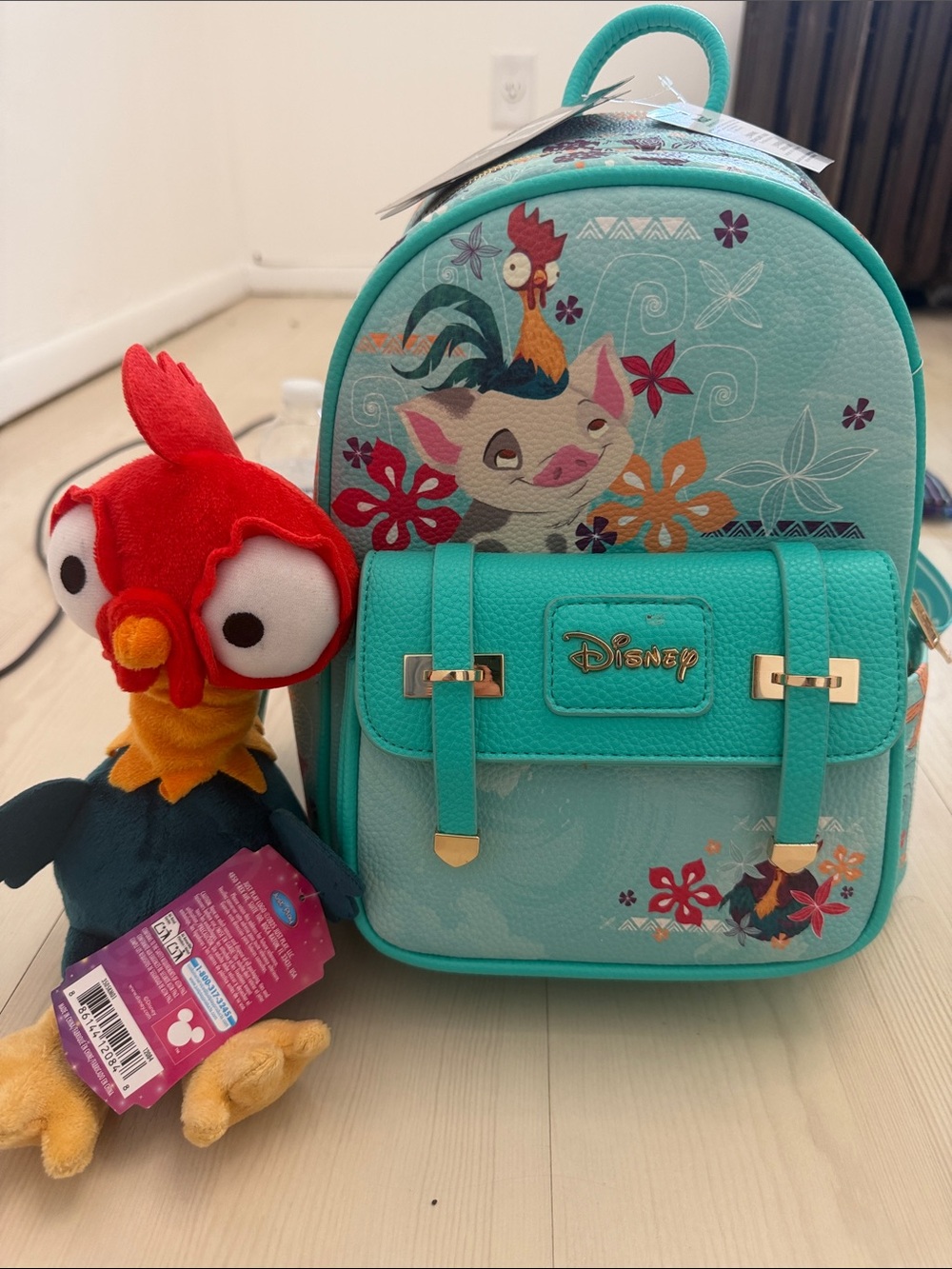 Disney Teal Pua & Hei Hei Mini Backpack with Floral Accents